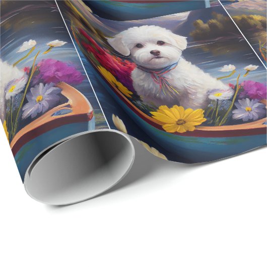 Bichon Frise on a Paddle: Ein Landschaftliches Abe Geschenkpapier (Rolleneckpunkt)