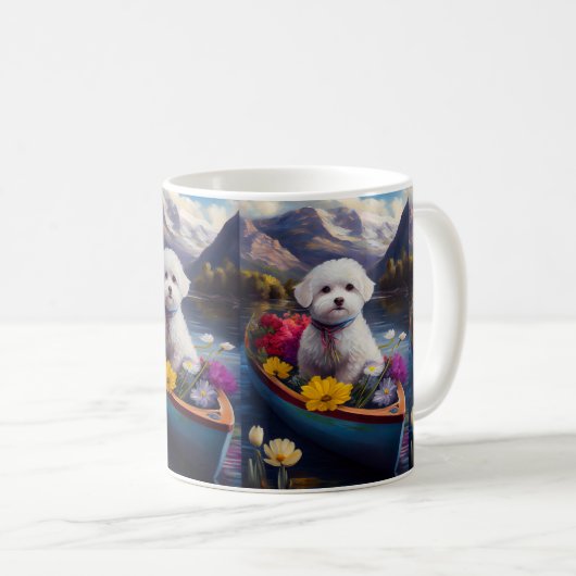 Bichon Frise on a Paddle: Ein Landschaftliches Abe Kaffeetasse (VorderseiteRechts)
