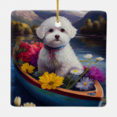 Bichon Frise on a Paddle: Ein Landschaftliches Abe Keramikornament (Rückseite)