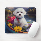 Bichon Frise on a Paddle: Ein Landschaftliches Abe Mousepad (Mit Mouse)