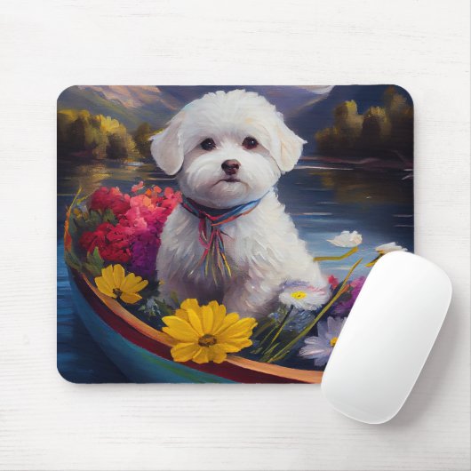 Bichon Frise on a Paddle: Ein Landschaftliches Abe Mousepad (Mit Mouse)