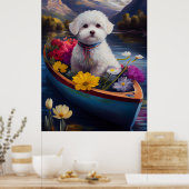 Bichon Frise on a Paddle: Ein Landschaftliches Abe Poster (Küche)
