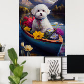 Bichon Frise on a Paddle: Ein Landschaftliches Abe Poster (Heimbüro)