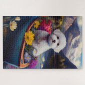 Bichon Frise on a Paddle: Ein Landschaftliches Abe Puzzle (Horizontal)