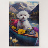 Bichon Frise on a Paddle: Ein Landschaftliches Abe Puzzle (Vertikal)