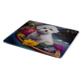 Bichon Frise on a Paddle: Ein Landschaftliches Abe Schneidebrett (Ecke)