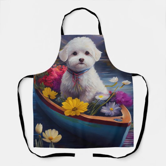 Bichon Frise on a Paddle: Ein Landschaftliches Abe Schürze (Vorderseite)