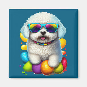 Bichon Frise Oster-Eier-Hunde-Illustration Magnet