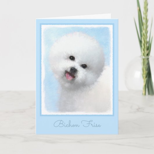 Bichon Frise Painting - Cute Original Dog Art Karte (Vorderseite)