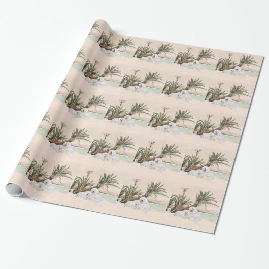 Bichon Frise Palmy Beach Geschenkpapier (Ungerollt)