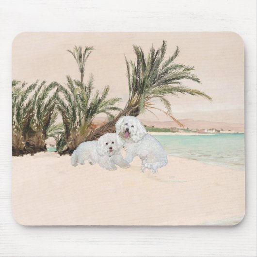 Bichon Frise Palmy Beach Mousepad (Vorne)