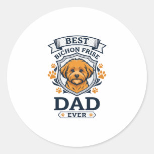 Bichon Frise Papa für immer Hundepfotenabdrücke Runder Aufkleber