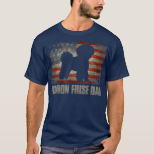 Bichon Frise Papa Vintage Amerikanische Flagge Pat T-Shirt