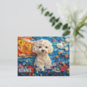Bichon Frise Paper Quilling Art Dog Portrait Postkarte (Stehend Vorderseite)