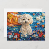 Bichon Frise Paper Quilling Art Dog Portrait Postkarte (Vorne/Hinten)
