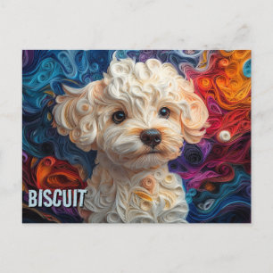 Bichon Frise Paper Quilling Art Portrait Postkarte