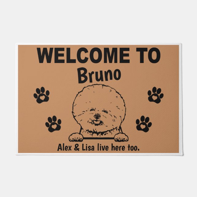 Bichon Frise Personalized Door Mat Doormat  Fußmatte (Vorderseite)
