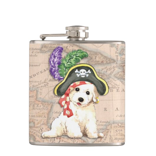 Bichon Frise Pirate Flachmann (Vorderseite)