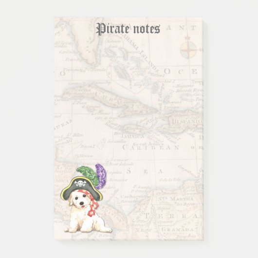 Bichon Frise Pirate Post-it Klebezettel (Vorderseite)