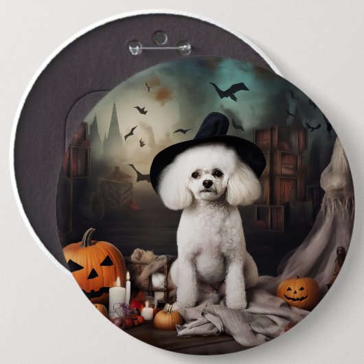 Bichon Frise Pumpkins Halloween Beängstigend Button (Vorne & Hinten)
