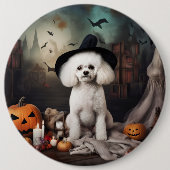 Bichon Frise Pumpkins Halloween Beängstigend Button (Vorderseite)