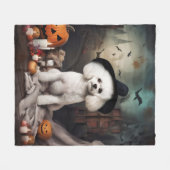 Bichon Frise Pumpkins Halloween Beängstigend Fleecedecke (Vorderseite (Horizontal))