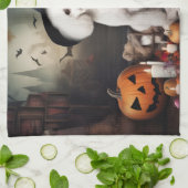 Bichon Frise Pumpkins Halloween Beängstigend Geschirrtuch (Gefaltet)