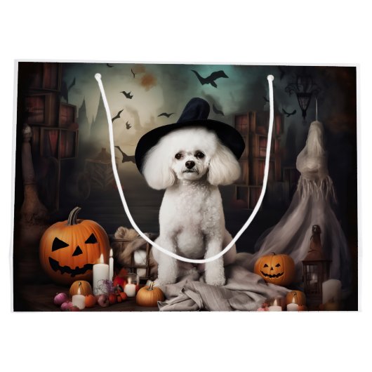 Bichon Frise Pumpkins Halloween Beängstigend Große Geschenktüte (Rückseite)