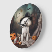Bichon Frise Pumpkins Halloween Beängstigend Große Wanduhr (Winkel)