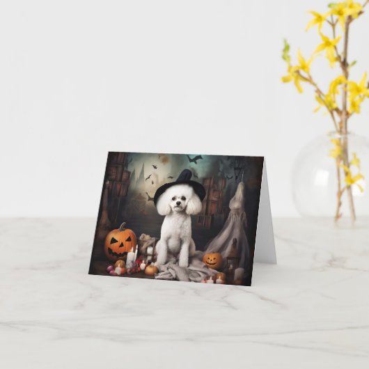 Bichon Frise Pumpkins Halloween Beängstigend Karte (Gelbe Blume)
