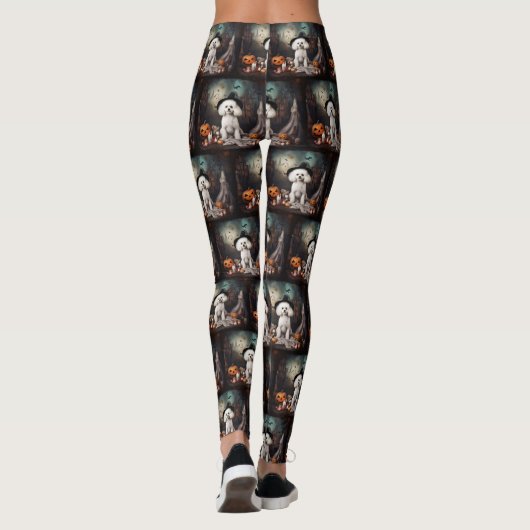 Bichon Frise Pumpkins Halloween Beängstigend Leggings (Rückseite)