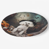 Bichon Frise Pumpkins Halloween Beängstigend Pappteller (Schrägansicht)