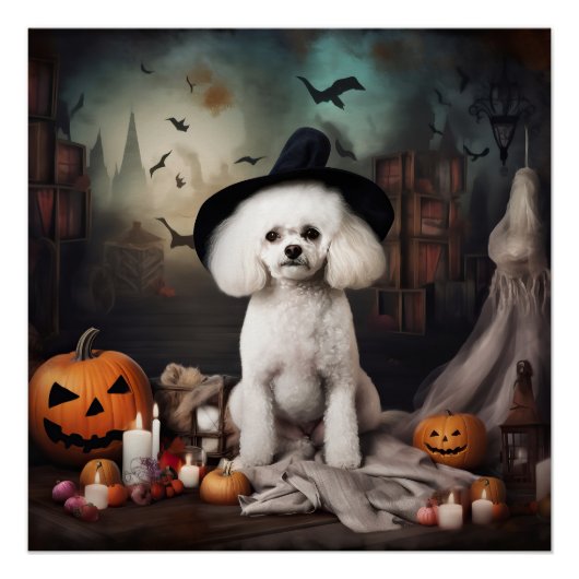 Bichon Frise Pumpkins Halloween Beängstigend Poster (Vorderseite)