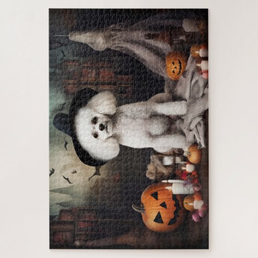 Bichon Frise Pumpkins Halloween Beängstigend Puzzle (Vertikal)