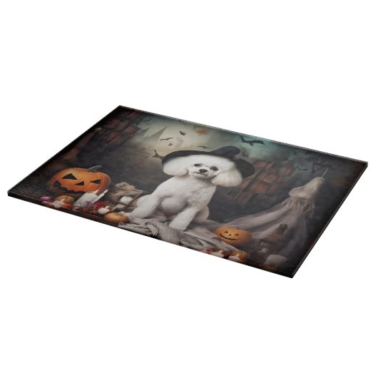 Bichon Frise Pumpkins Halloween Beängstigend Schneidebrett (Ecke)