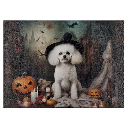 Bichon Frise Pumpkins Halloween Beängstigend Schneidebrett (Vorderseite)
