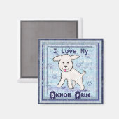 Bichon Frise Puppy Dog Art Magnet (Vorderseite/Rückseite)