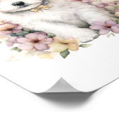 Bichon Frise Puppy Pet Wasserfarbe Blume Poster (Ecke)
