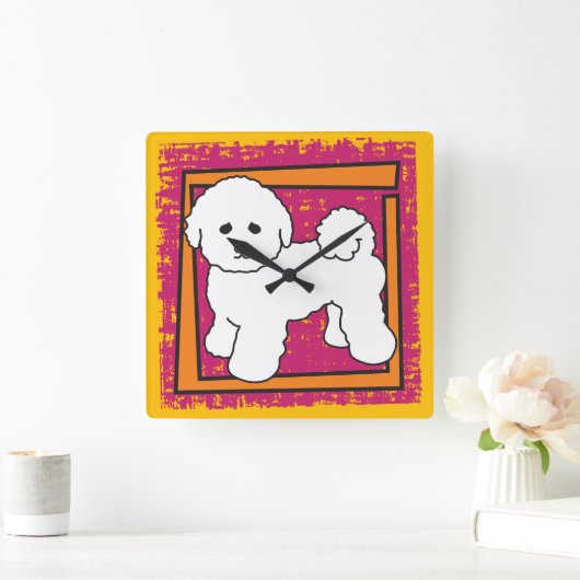 Bichon Frise Quadratische Wanduhr (Zuhause)