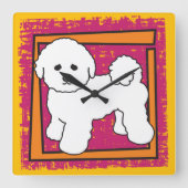 Bichon Frise Quadratische Wanduhr (Vorderseite)
