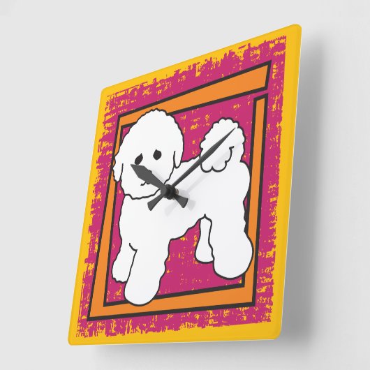 Bichon Frise Quadratische Wanduhr (Winkel)