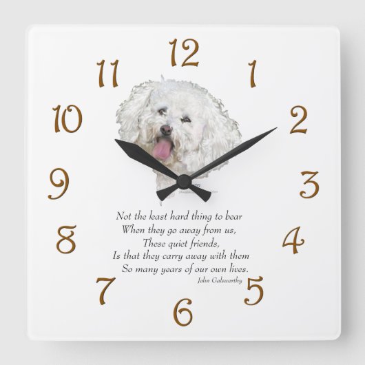 Bichon Frise Rainbow Bridge Quadratische Wanduhr (Vorderseite)