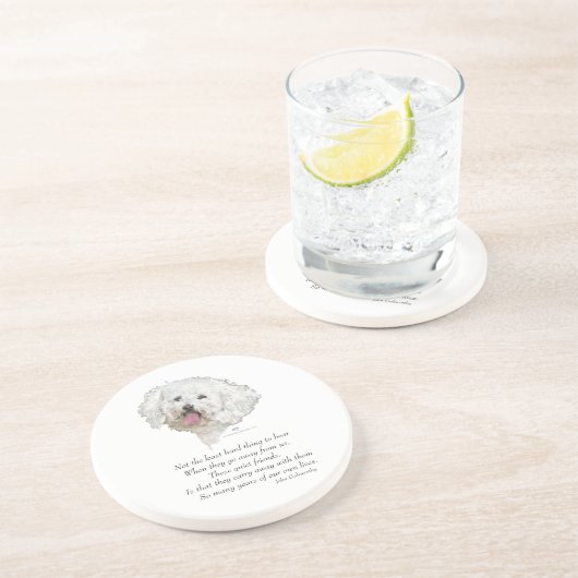 Bichon Frise Rainbow Bridge Sandstein Untersetzer (Seite)