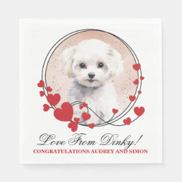 Bichon Frise Red Heart von Hund Foto Serviette