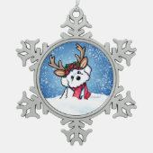 Bichon Frise Reindeer Christmas Schneeflocken Zinn-Ornament (Vorderseite)