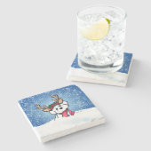 Bichon Frise Reindeer Stone Untersetzer (Seitenansicht)