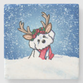 Bichon Frise Reindeer Stone Untersetzer (Vorderseite)