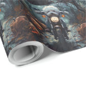 Bichon Frise Riding Motorrad Halloween Beängstigen Geschenkpapier (Rolleneckpunkt)