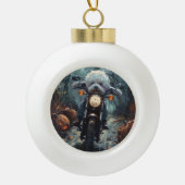 Bichon Frise Riding Motorrad Halloween Beängstigen Keramik Kugel-Ornament (Vorderseite)