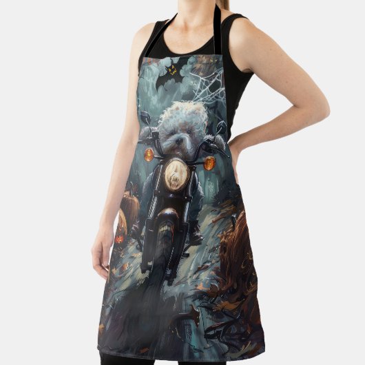 Bichon Frise Riding Motorrad Halloween Beängstigen Schürze (InSitu)